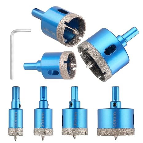 Diamond Core Drill Bit Set 20/25/35/50mm Vacuum Brazed | with Pilot Center Drill Bit, Diamond Hole Saw, Diamond Drill Bits For Porcelain Tiles Glass Ceramics Marble Granite