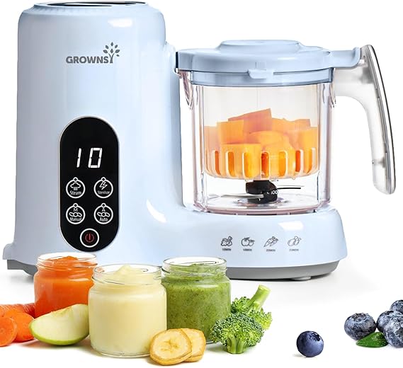 Grownsy Baby Food Maker, Steamer & Blender Baby Food Processor, Blue