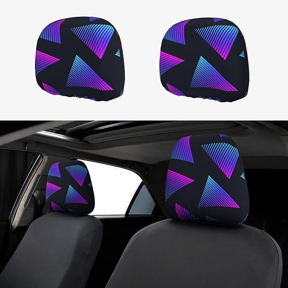 Set of Chalkboard Style Cute and Creepy Spiderwebs 2-Piece Car Pillowcases Set - Stretchable Headrest Covers with Elastic Base