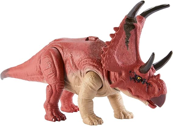 Jurassic World Dominion Dinosaur Figure Diabloceratops Wild Roar with Sound & Attack Action, Medium Size Posable, Toy Gift with Connected Digital Play​​