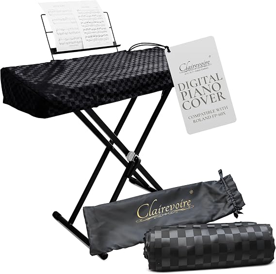 Clairevoire Digital Piano Cover, Piano Keyboard Covers -Protective for Roland Piano Covers FP Series, Durable and Waterproof Piano Keyboard Dust Cover, Piano Keyboard Case -Roland FP-60X Ebony Black