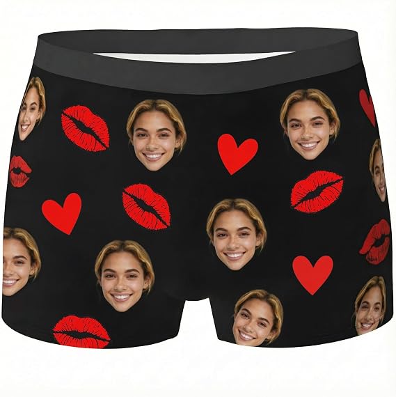 Custom Photo Boxer Briefs for Men - Personalized Gift with Face for Husband, Boyfriend, Dad - Funny Valentine's Day & Birthday Gift