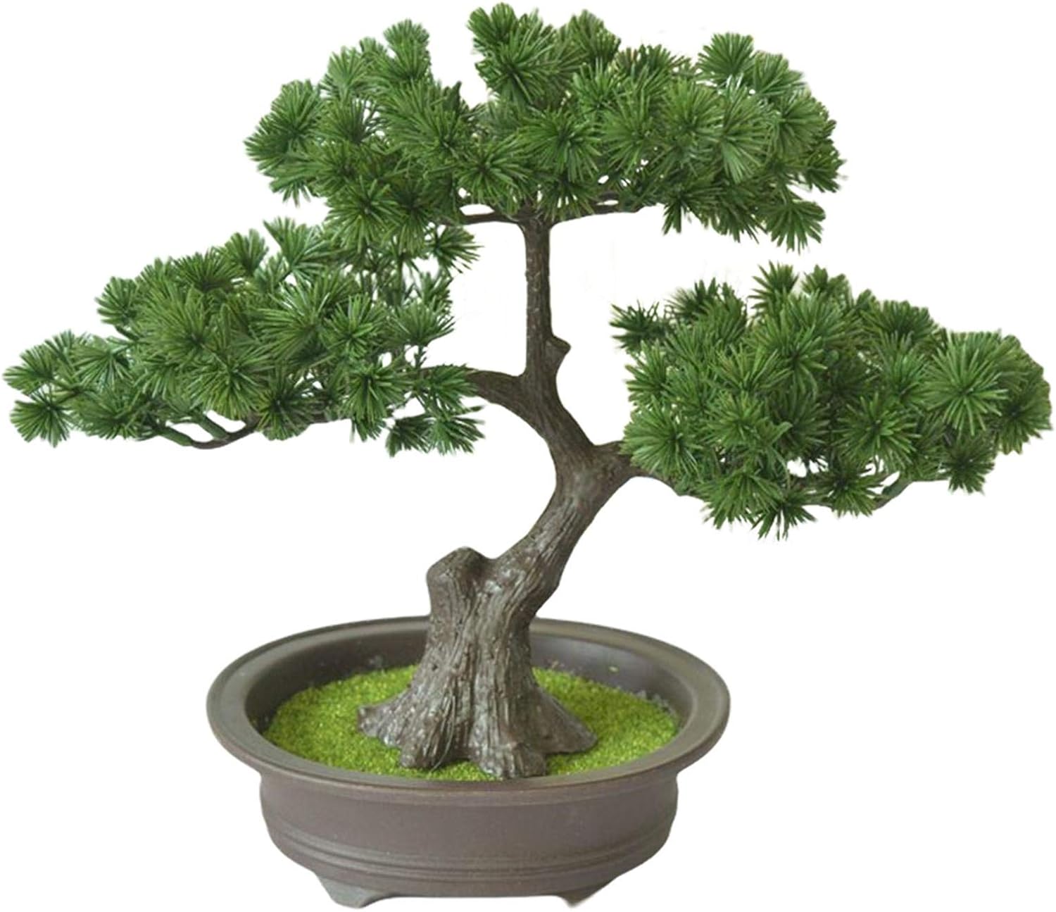 Artificial Bonsai 11.8 x 9.8 Inches Artificial Green Bonsai Japanese Juniper Bonsai Odorless Desktop Decorative Display for Indoor/Home/Office