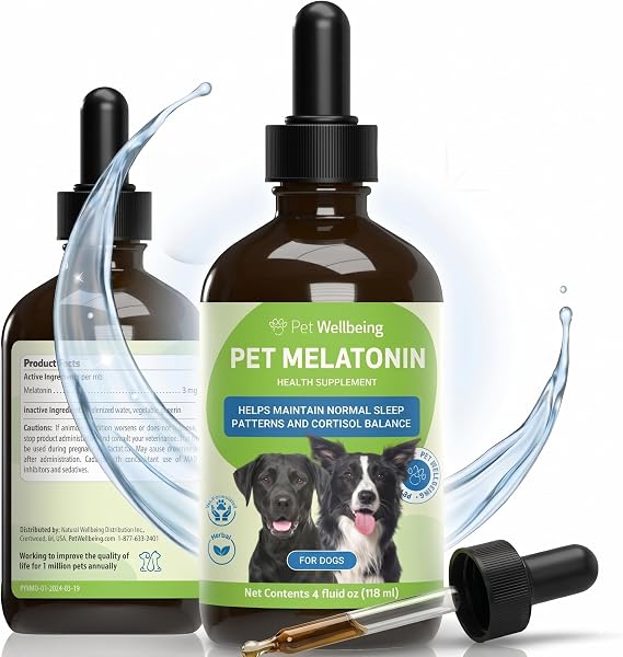 Pet Wellbeing Pet Melatonin for Dogs - Sleep & Adrenal Support, 4 oz
