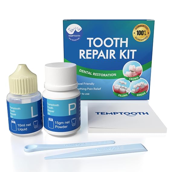 Tooth Repair Kit for Temporary Tooth Filling, Cap and Bridge Repair Easy At-Home Tooth Fix with Self-Curing Material and Universal Shade for Instant Dental Gaps, Chips and Lost Fillings