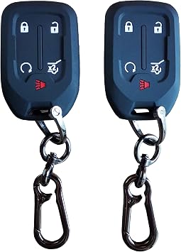 TANDRIVE Key Fob Cover for 2024-2017 GMC Acadia Terrain Denali, Sierra Chevy Silverado, Silicone, Black and Black