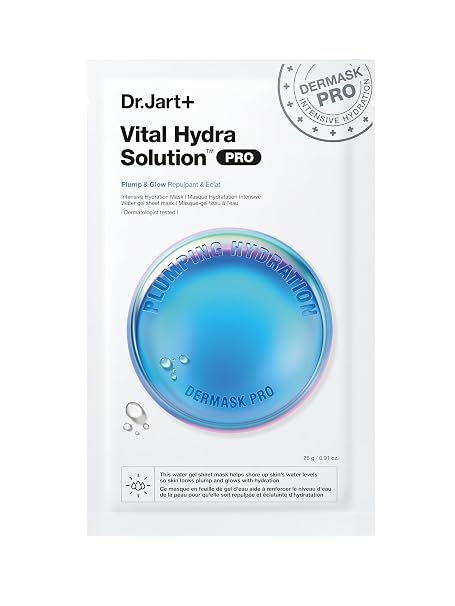 Dr.Jart+ Dermask Vital Hydra Solution Glow Korean Face Mask with Hyaluronic Acid for Glass Skin | Sheet Mask | Korean Skin Care