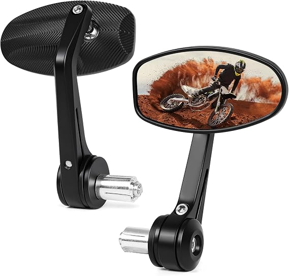Motorcycle Mirrors 7/8" 22mm Bar End Mirror Anti-Glare Aluminum Handlebar Rear View Mirrors Adjustable Side Mirrors Universal Fit for Motorcycle Dirt Bike Scooter