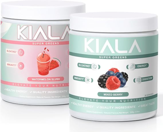 Super Greens, Organic Greens Powder, Spirulina & Chlorella Superfood Powder, Sugar & Gluten Free Vegan, Spectra Blend, Watermelon & Mixed Berry 2 Pack