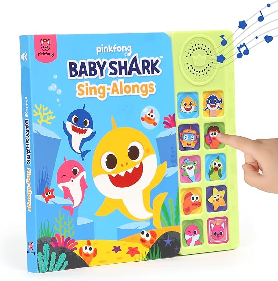 Pinkfong Baby Shark Sing-Alongs 10 Button Sound Book - Official Interactive Musical Toy for Toddlers, Classic Nursery Rhymes & Sensory Education Learning English Book - PFNSB006