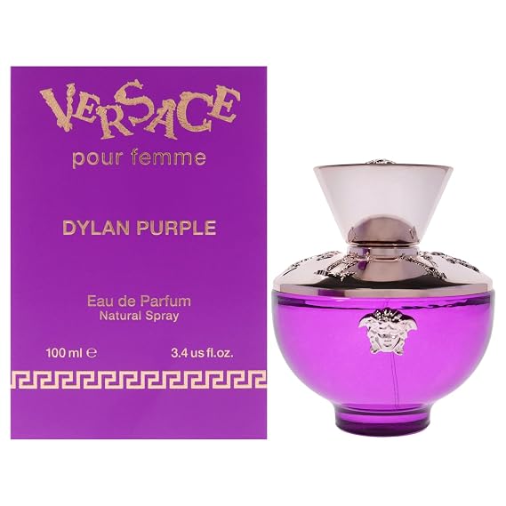 Versace Dylan Purple for Women 4 Pieces Gift Set, (3.4 Ounce Eau de Parfum Spray + 3.4 Ounce Perfumed Body Lotion + 0.17 Ounce Eau de Parfum Spray)