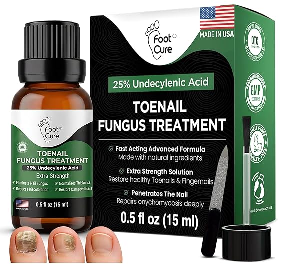 Foot Cure Toenail Fungus Treatment Extra Strength Athletes Foot Treatment for Toenails, Restorative Nail Repair for Damaged Nails, Toenail Softener with Tea Tree Oil & Oregano Oil - Made in USA
