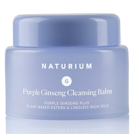 Naturium Purple Ginseng Cleansing Balm Plus Plant-Based Esters & Linoleic-Rich Oils, Smoothing Face Wash, 3.0 oz