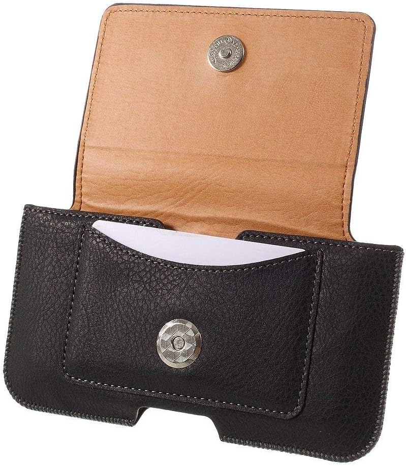 Leather Horizontal Belt Clip Case with Card Holder for Nokia E72 - Black