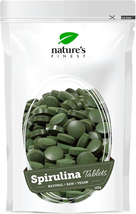 Nature's Finest by Nutrisslim Spirulina Tablets 250mg per Tablet (500 Tablets), 100% Organic Herbal Supplements, Natural Chlorophyll Source, Immune Booster Supplement - Vegan