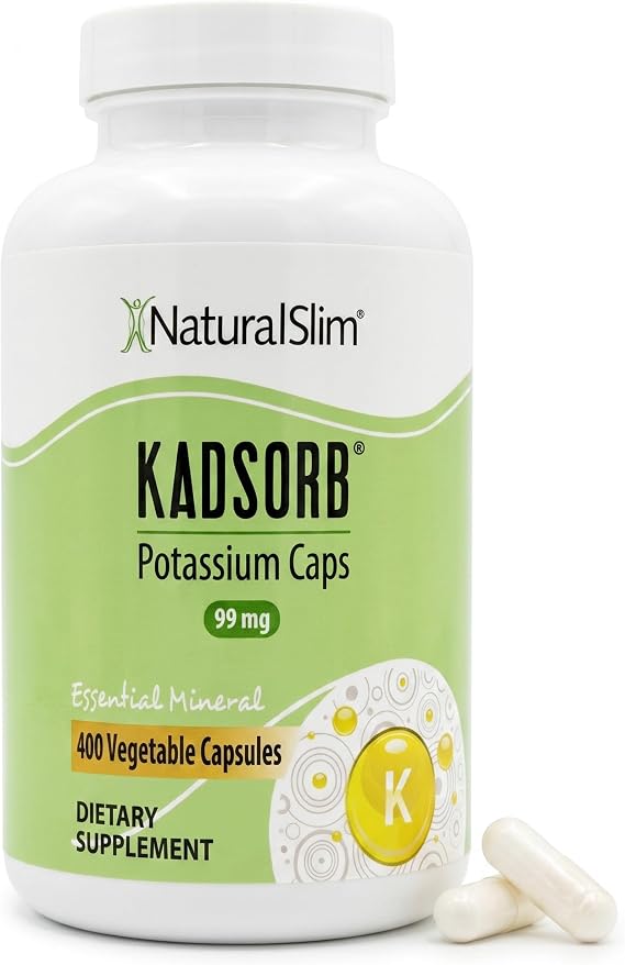 NaturalSlim Kadsorb Potassium Citrate Gluconate Supplement, 400 Capsules