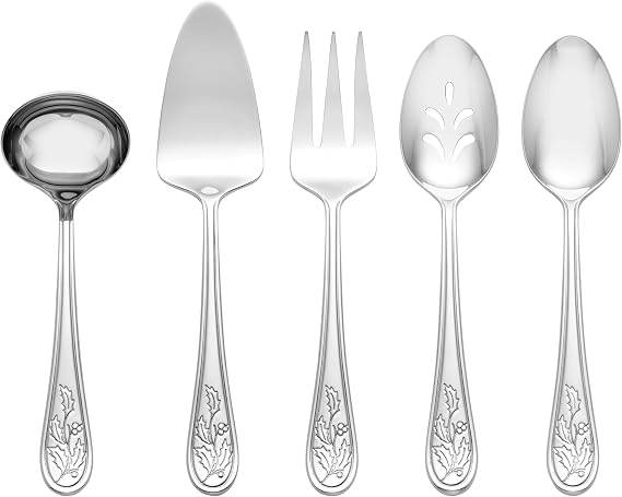 Lenox 897916 Holiday 5-Piece Hostess Set, Christmas Serveware Set, Serving Utensils