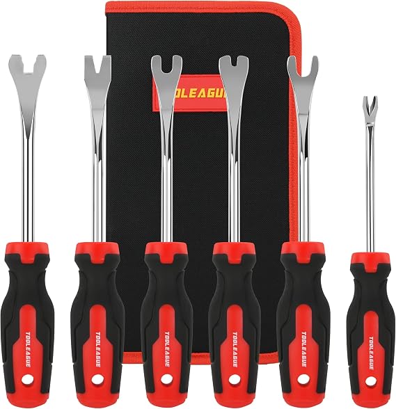 TOOLEAGUE 6Pcs Auto Upholstery Trim Panel Removal Tool Set | Car Trim Removal Tool, Fastener Remover Kit with Storage Bag