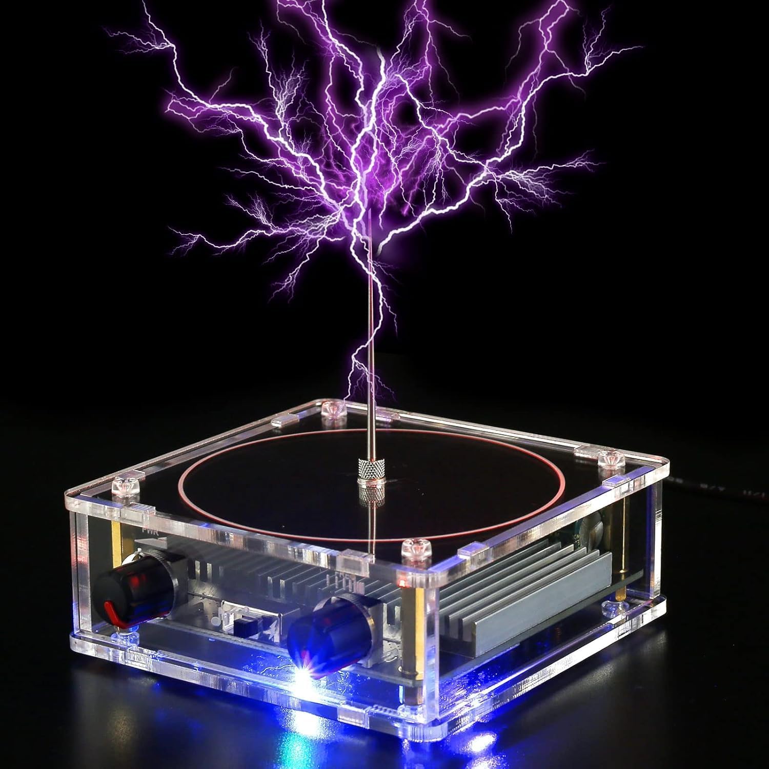 Musical T-esla Coil, Bluetooth T-esla Coil Speaker, Plasma Storm Cool Desktop Gadgets Electric Toys Artificial Lightning Science Physical Toy Model Touchable Artificial Spark Gap Arc Generator