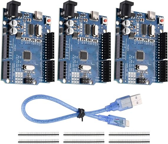 Diymore 3 Pieces UNO R3 At-328PU Board for Ar-dui-no,Microcontroller CH340 16MHz 5V Development Board Modules Compatible with Development Environment With USB Cable
