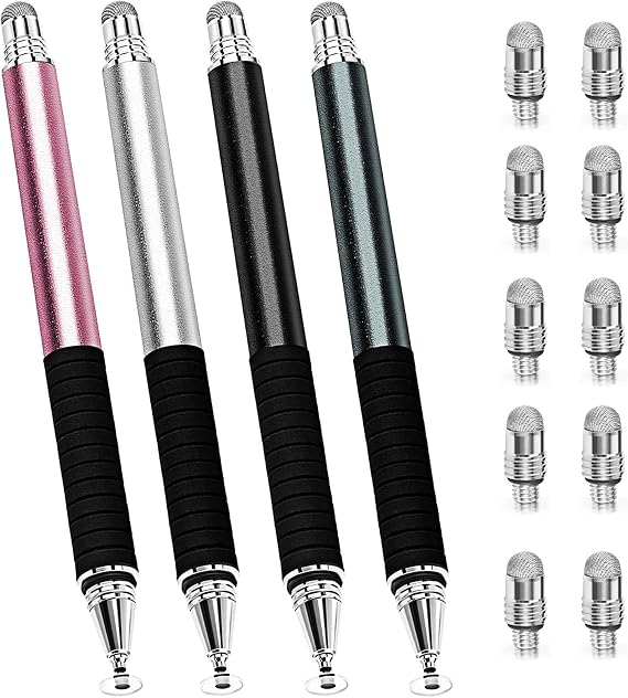 Capacitive Stylus Pen (4 Pack) with 10 pcs mesh fiber replacement tips
