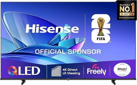 Hisense 55" 55E78QTUK QLED Smart AI TV - 4K Direct Lit Viewing, Quantum Dot Colour, Hi-View AI Engine, Dolby Vision, Dolby Atmos with Freely, Disney +, YouTube, Netflix [Energy Class E]