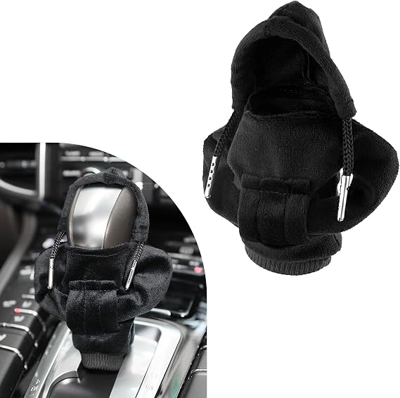 Ziciner Car Gear Shift Knob Cover, Fashionable Sweater Design Trim, Universal Soft Gear Shift Protector, Auto Interior Decor Accessories for Manual & Automatic (Black)