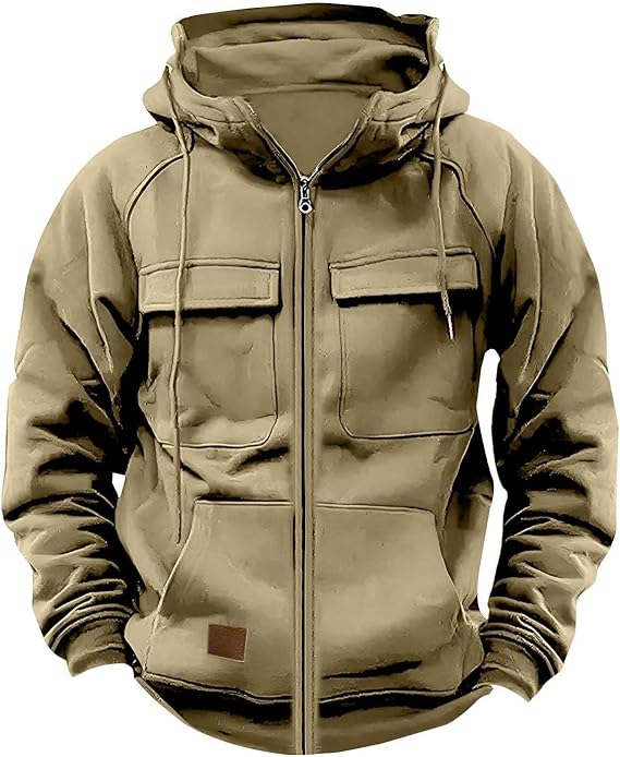 Tactical Hoodies for Men Fall Full Zip Pullover Casual Gym Workout Athletic Hooded Sweatshirts Field Training Outfits
