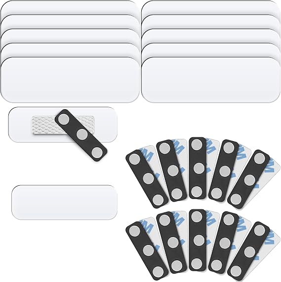 1 x 3 Blank Magnetic Name Tags, Magnet Back for ID Badge Holders, 10 Pack | Mifflin-USA extra-strong neodymium magnetic name plates wont ruin clothes, self-adhesive front, boutonnieres, lapel pins