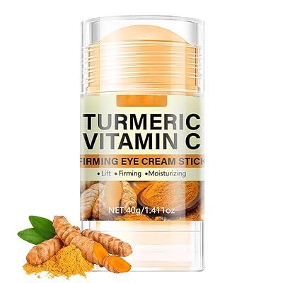 Turmeric Vitamin C Eye Stick, Eye Balm for Dark Circles and Puffiness, Reduce Wrinkles & Fine Lines, Lift & Firm the Skin Around the Eyes, Hydration Nourishes Dry Skin, Non-Greasy Formula
