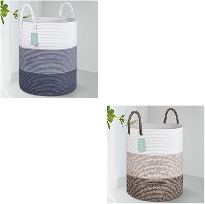 2 Pack Large Laundry Hamper Basket for Clothes 65L, Nursery Hamper, Blanket Basket, Clothes Basket Laundry, Kids Hampers for Laundry, Woven Storage Basket, Toy Basket, 16x 20