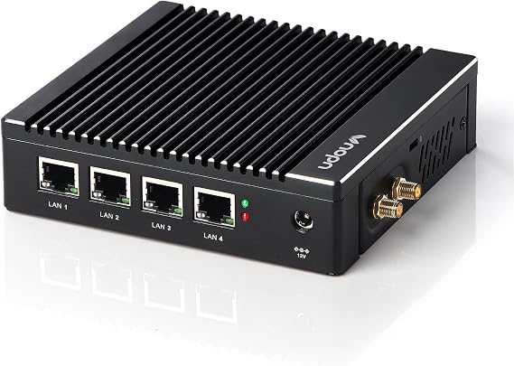 Fanless Micro Firewall Appliance Mini PC Intel J3710 Quad Core, 4 x Intel i226 Ethernet LAN Network Gateway Soft Router Controller, AES NI Test with pf-Sense/opn-Sense (8G 128GB)