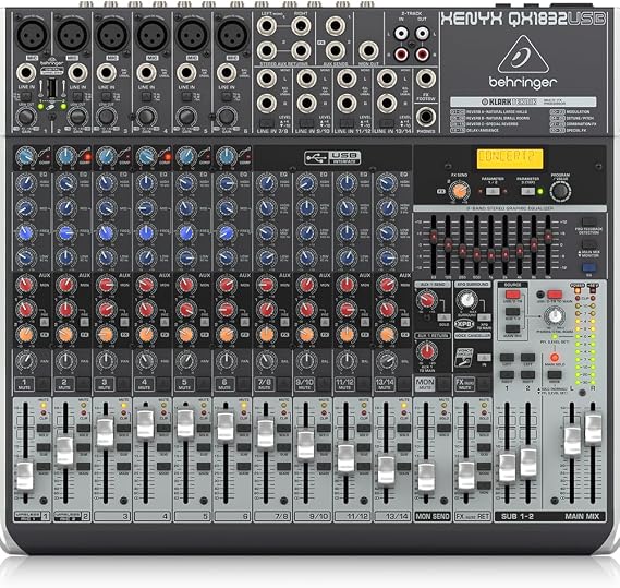 Behringer XENYX QX1832USB Premium 18-Input 3/2-Bus Mixer with XENYX Mic Preamps and Compressors, Klark Teknik Multi-FX Processor, Wireless Option and USB/Audio Interface