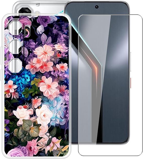 for Nubia Neo 5 GT Case with 1 x Tempered Glass Screen Protector, Soft TPU Shockproof X Anti-Scratch Ultra Thin Clear Phone Cover for Nubia Neo 5 GT (6.80") - XT30