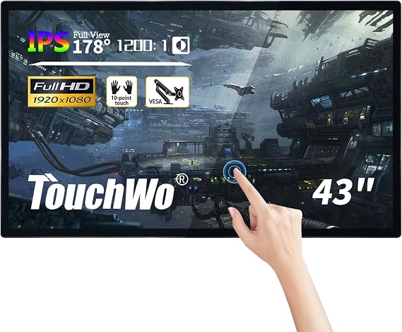 43 inch Interactive Touchscreen Monitor, Smart Board with 16:9 Display 1080P, Win11 Electronic Whiteboard Touchscreen PC for Office and Classroom, Core i7 RAM 8G & ROM 512G