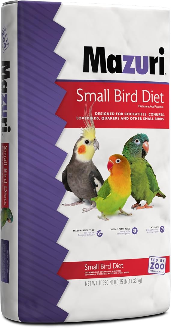 Mazuri | Nutritionally Complete for Small Birds | 25 Pound (25 lb.) Bag