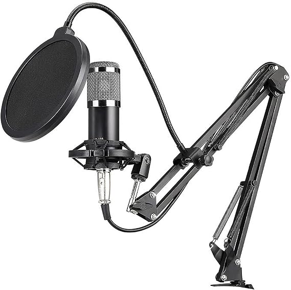DIERT BM800 Professional Condenser Microphone Podcast Live Broadcast Equipment USBMIC Microphone Set Studio Microphone and Arm Stand Music Recording Equipment for Studio Live Recording and