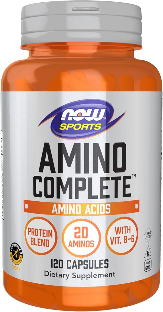 Now Sports Nutrition, Amino Complete, Protein Blend with 20 Aminos and B-6, 120 Veg Capsules