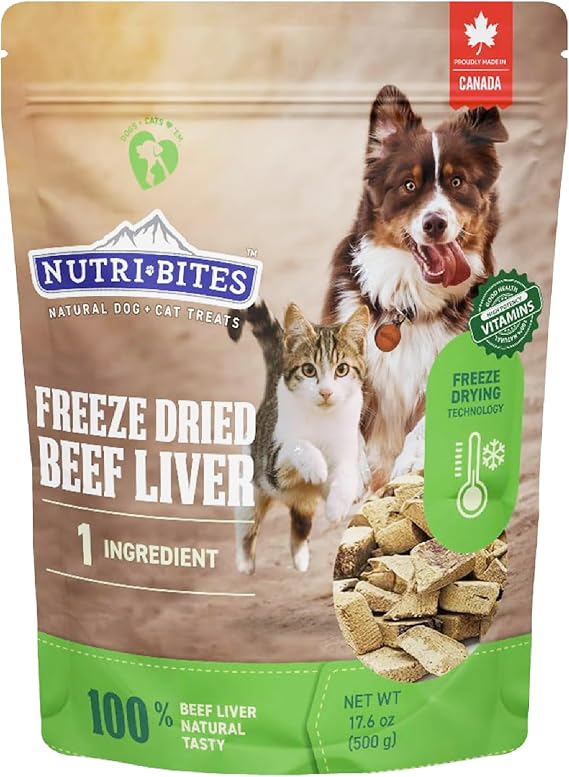 Nutri Bites Freeze Dried Beef Liver Dog & Cat Treats, Single Ingredient