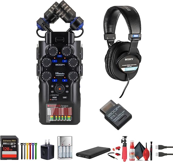 Zoom H6studio 6-Track 32-Bit Float Handy Recorder + Tripod Bundle