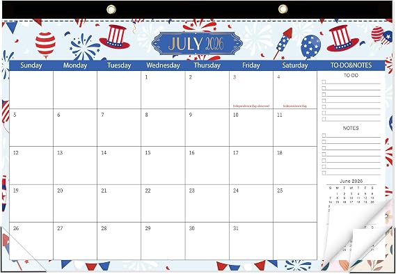 GuassLee Desk Calendar 2026-2027, Jun 2026-Dec 2027, 17"x11.5"
