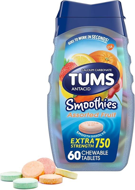 Tums Smooth Dissolve Chewable Tablets Assorted Fruit - 60 tablets