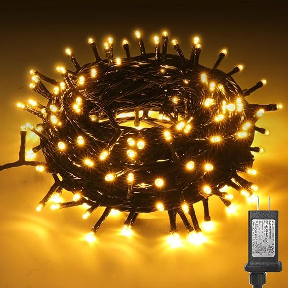 JTSIOV Christmas Tree Lights, 65FT/20M 200 LED Christmas Lights Plug in, 8 Modes Waterproof Outdoor Lights Indoor, Memory Function, Connectable String Lights for Party, Patio, Wedding (Warm White)