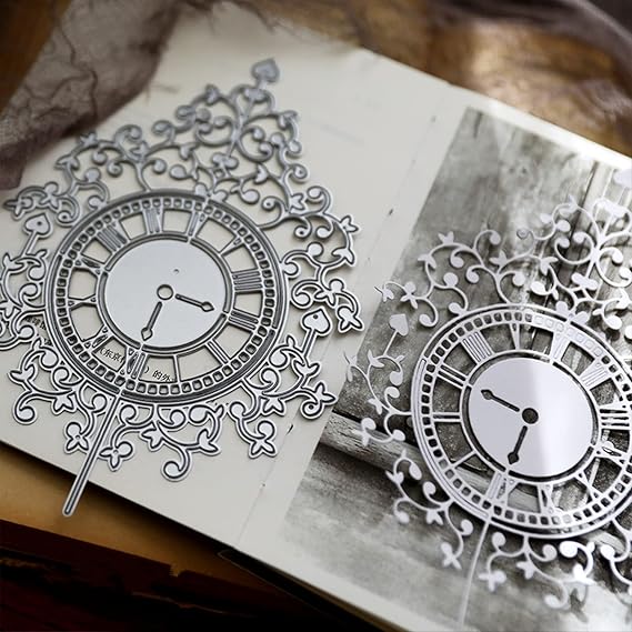 Big Lace Clocks Frame Metal Die Cuts, Lace Flower Clocks Frame Stencils DIY Crafts Cards Cutting Dies Cuts for DIY Embossing Card Making Photo Decorative Paper Dies Scrapbooking