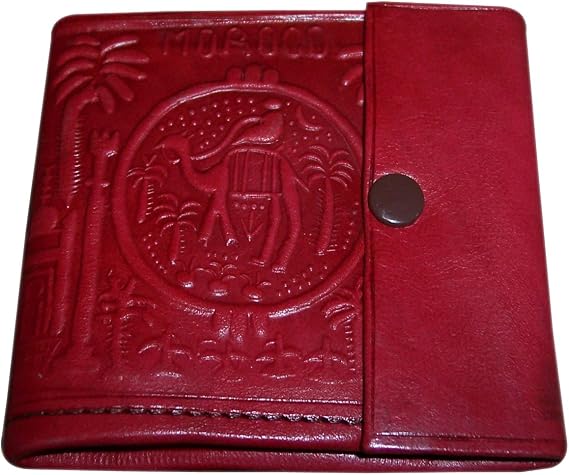 Moroccan Handmade Leather Wallet Credit Card Coin Change Pocket Small Red