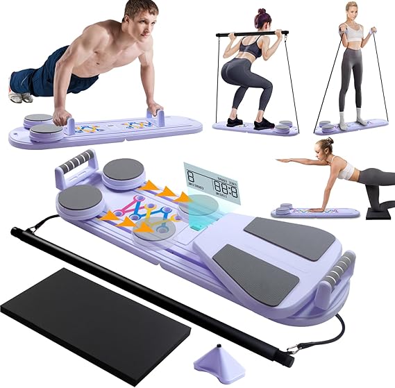 Pilates Reformer Machine for Home, Multifunctional Abdominal Board, Foldable Reformer Pilates Machine For Home Gym Equipment, Automatic Rebound Ab Roller For Women Men Fitness Equipment