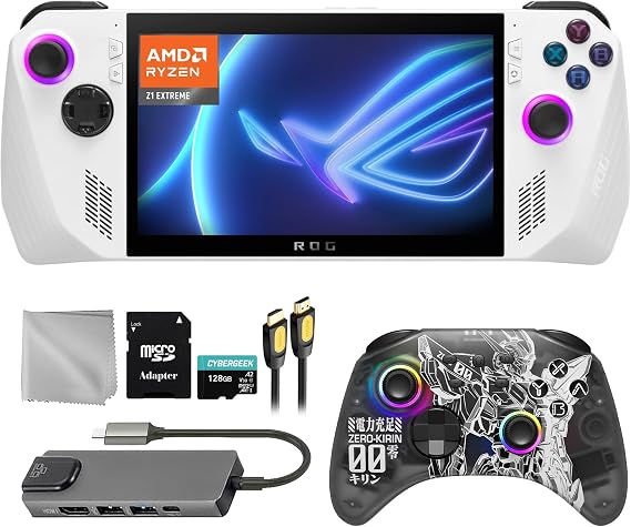 ASUS ROG Ally 1TB Gaming Handheld 7-inch Touchscreen 120Hz FHD 1080p AMD Ryzen Z1 Extreme Processor, Zero-Kirin Wireless Pro Controller, Hub, 128GB MicroSD Card, 5 Accessories: 6 in 1 Bundle