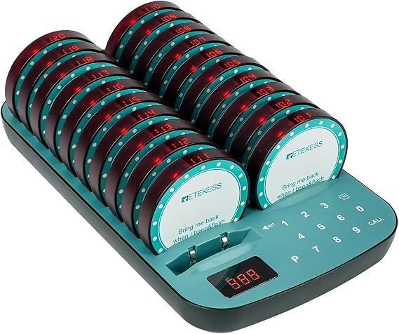 Retekess TD167A Restaurant Pager System, Rugged Buzzer, 20 Buzzers