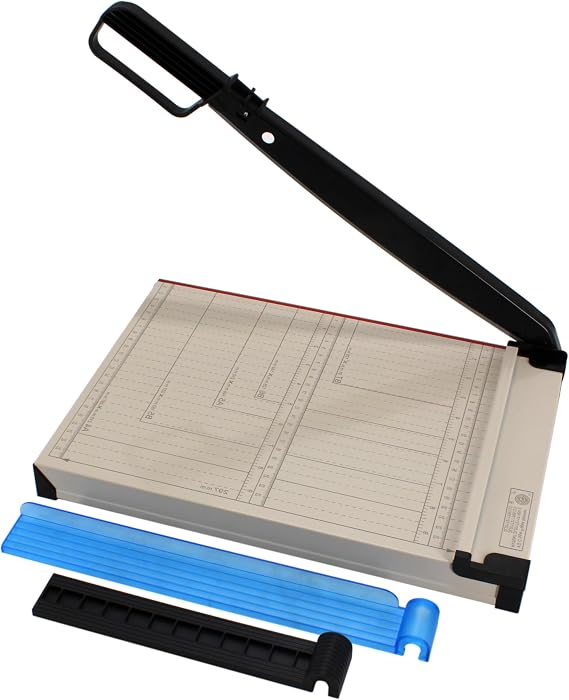 Paper Cutter 12 Inch, Guillotine Trimmer, Solid Metal Base, Sharp Precision Blade, for Office School Home Craft Use, Cuts Up to 12 Sheets