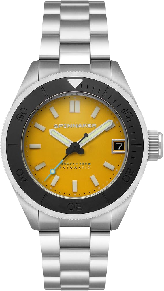 Spinnaker Piccard Men's Automatic Dive Watch Seiko NH35 Movement, Stainless Steel Case, Sapphire Crystal, 550m Water Resistant, Stainless Steel Bracelet, SP-5098